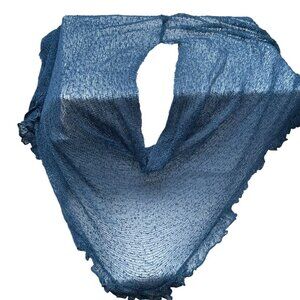 Shu Shi Hand Crocheted Indonesia teal over head shrug scarf wrap